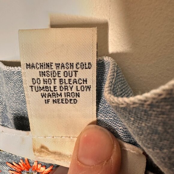 Vintage Boho Embroidered Floral Wide Leg Hight Waist Jeans Womens 14 Cottage - Picture 6 of 14